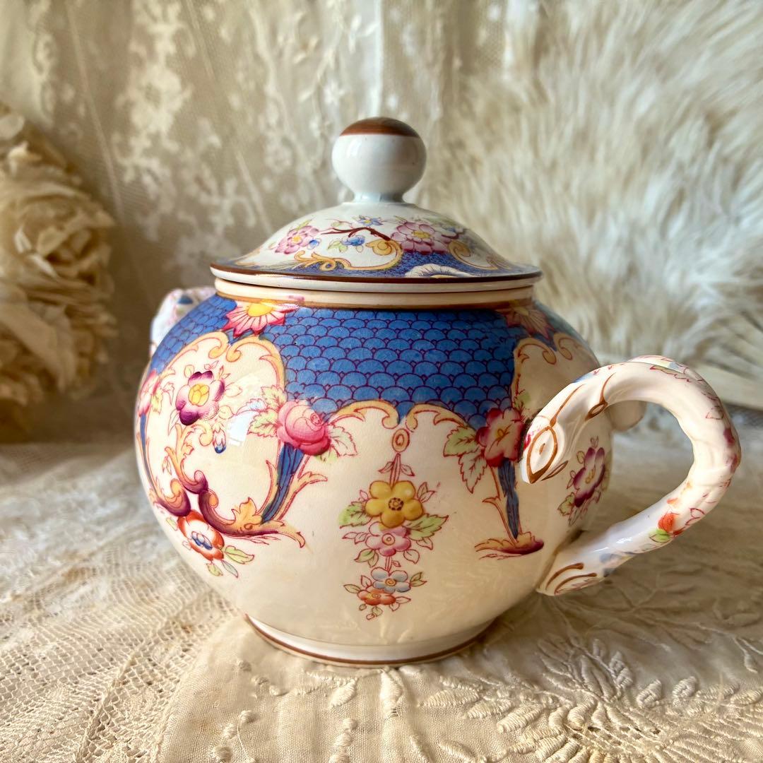 サルグミンヌミントンシュクリエ　ブルー青　シュガーポット　フランスアンティーク