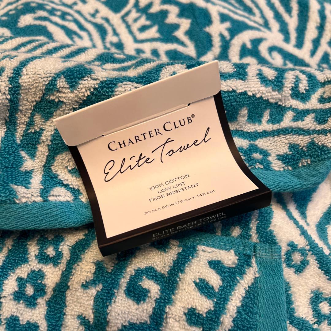 ペイズリー柄 タオルセット バス用 赤と青　ハワイで購入