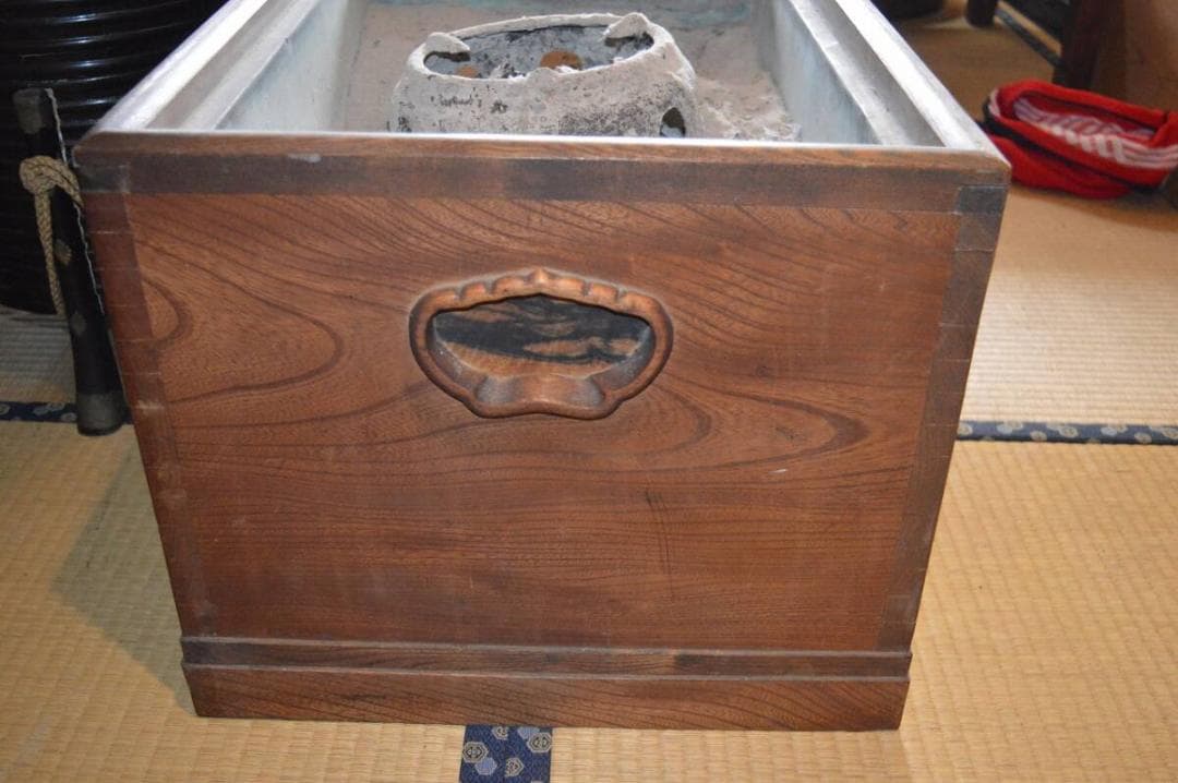 骨董　古民具　時代火鉢　引き出し　鉄瓶　欅