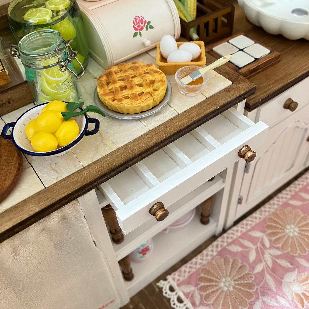 ミニチュアドール家具　キッチンシンク・キッチン台　2点セットドールハウス　1/6