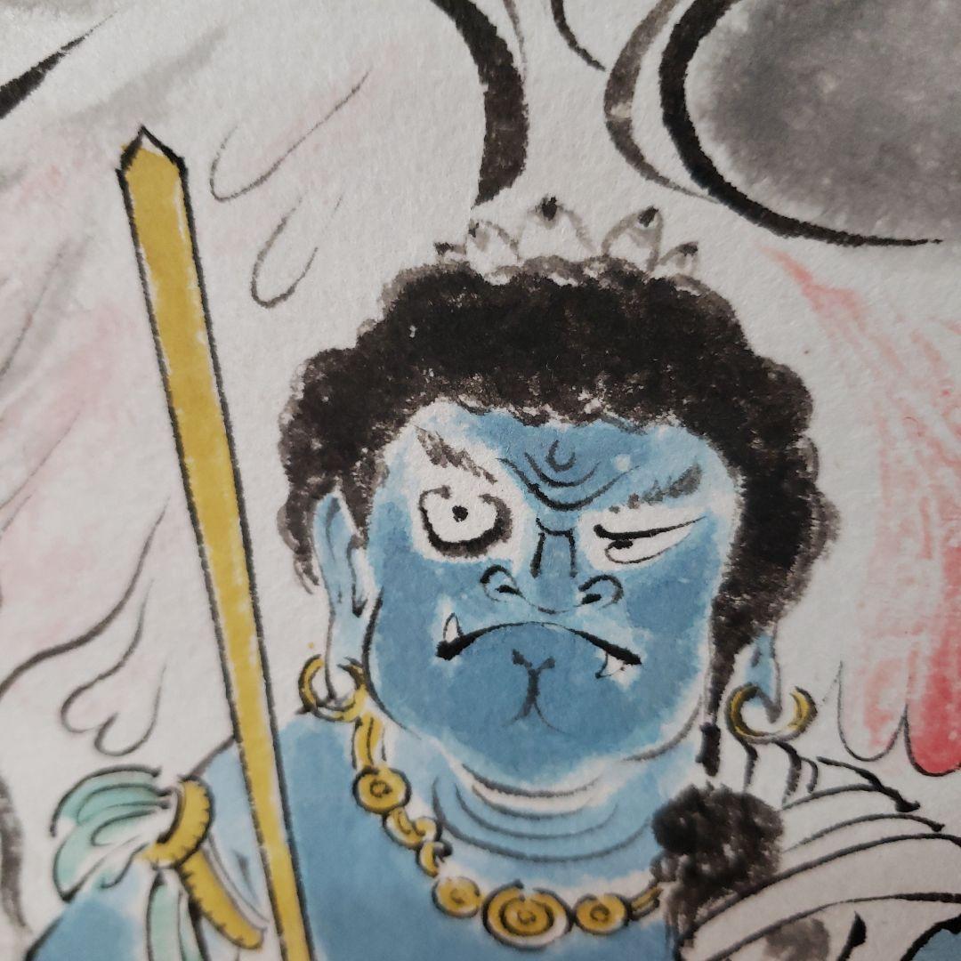 Ｂフライデー　肉筆掛軸★不動明王半跏坐像図 沙羅應画★高さ：約160cm