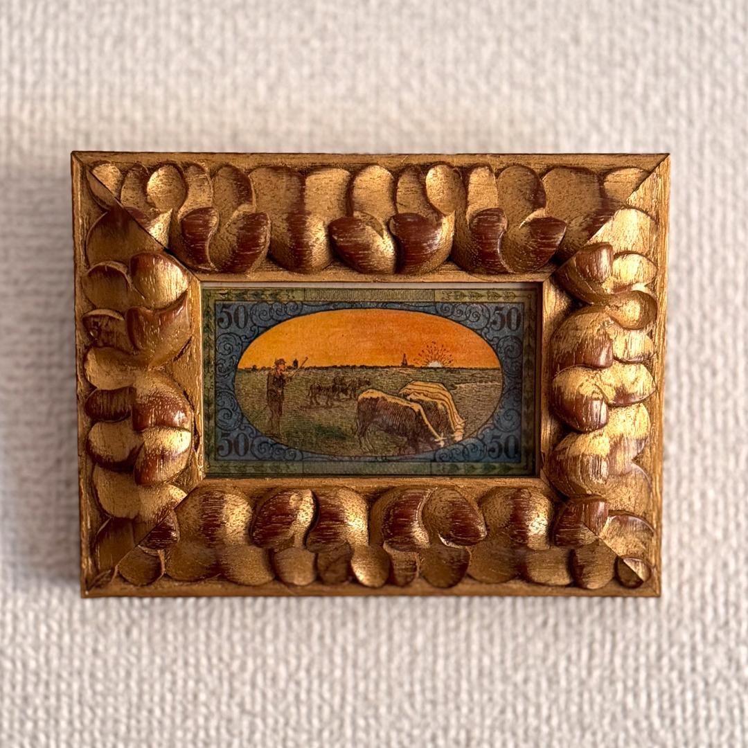 本物保証 アンティーク額装＋希少ノートゲルト5点セット ドイツ