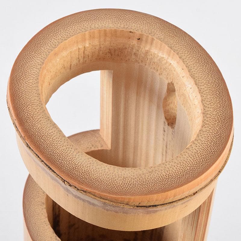 茶道具　竹一重花入　二月堂焼印　時代箱付　V　R9535