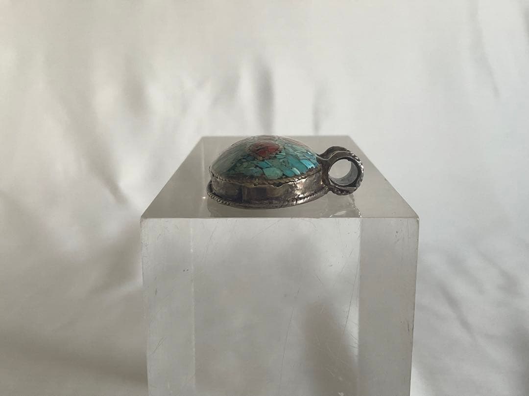 古い中央アジアSV伝統工芸「象嵌細工ペンダントヘッド」