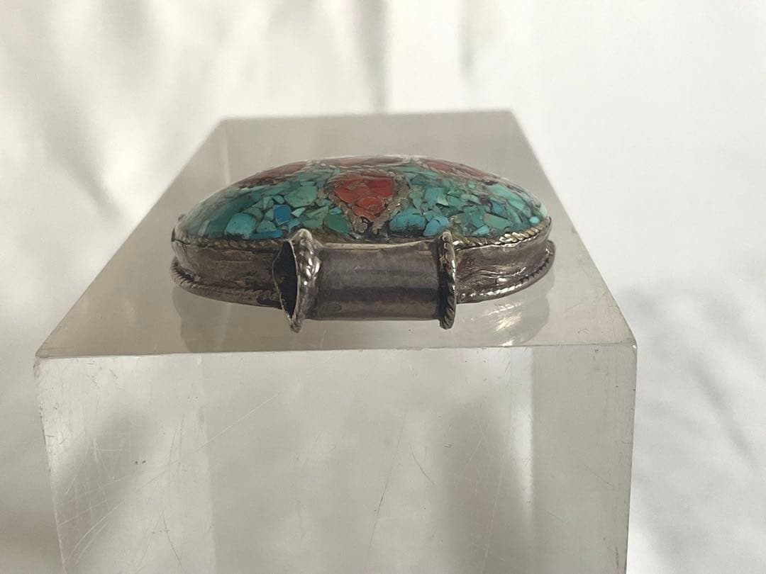 古い中央アジアSV伝統工芸「象嵌細工ペンダントヘッド」