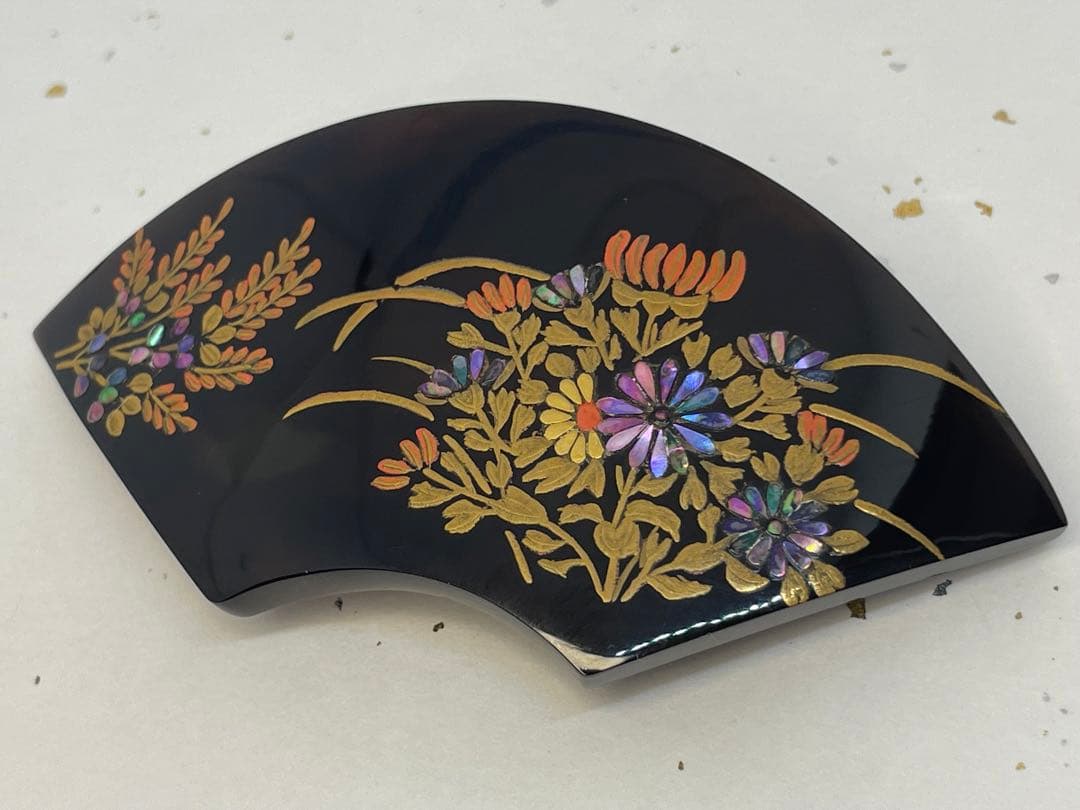 【セール】本べっ甲　帯留め　螺鈿蒔絵　未使用　※匿名発送