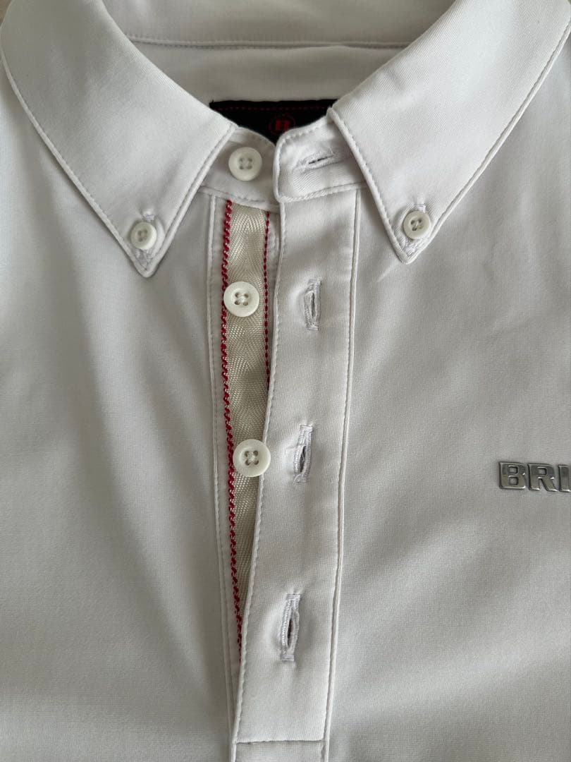ブリーフィング ゴルフ バックテープロゴボタンダウンポロシャツ ホワイト