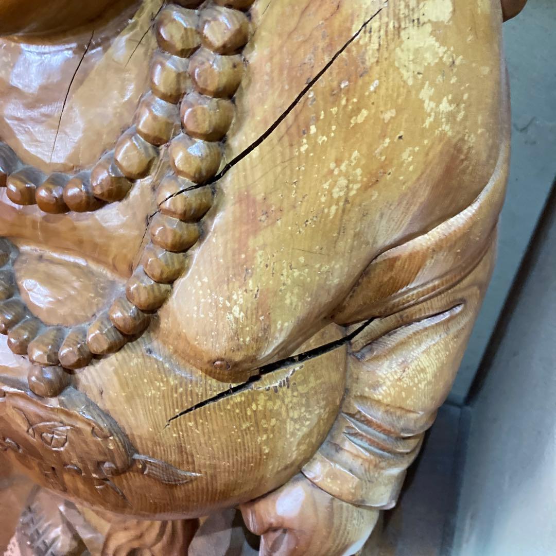 開運　木彫　布袋さん　置物　オブジェ　インテリア　商売繁盛　風水