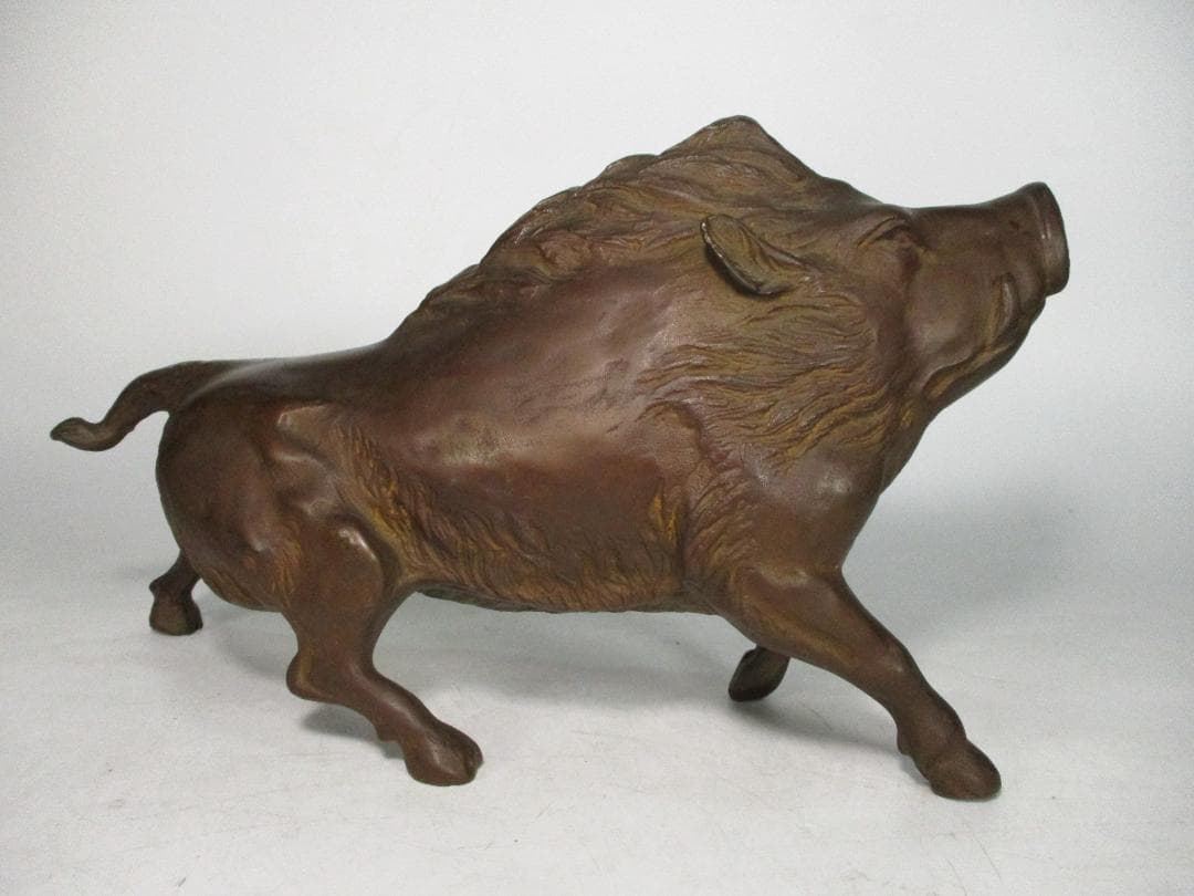 ブロンズ像 鋳銅 猪像 雅車 作 無病息災 子孫繁栄 縁起物 置物 いのしし
