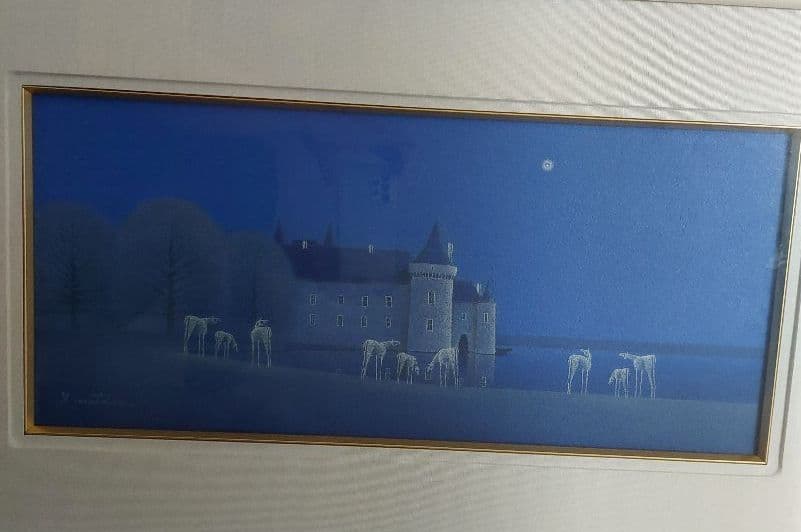 松浦敬文　水辺の城　油彩画