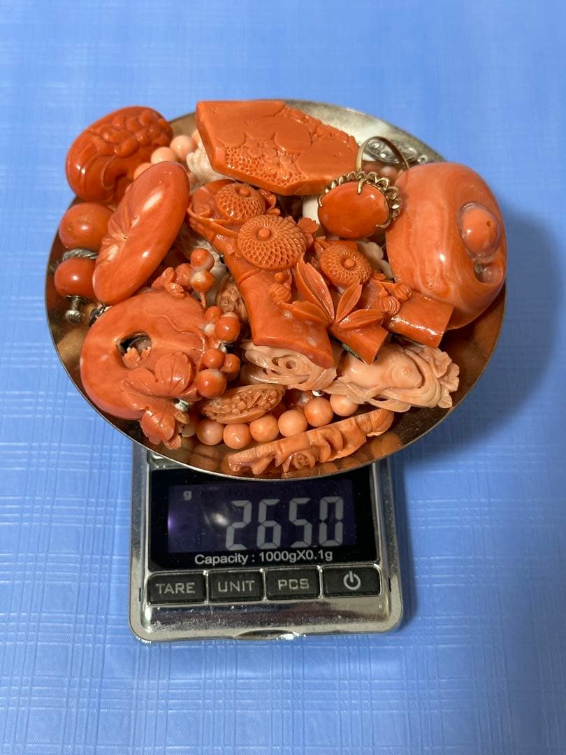 珊瑚 サンゴアクセサリー 珊瑚玉 14k金珊瑚指輪 265グラム