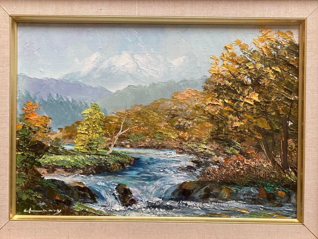 油絵　大￼雪山の風景