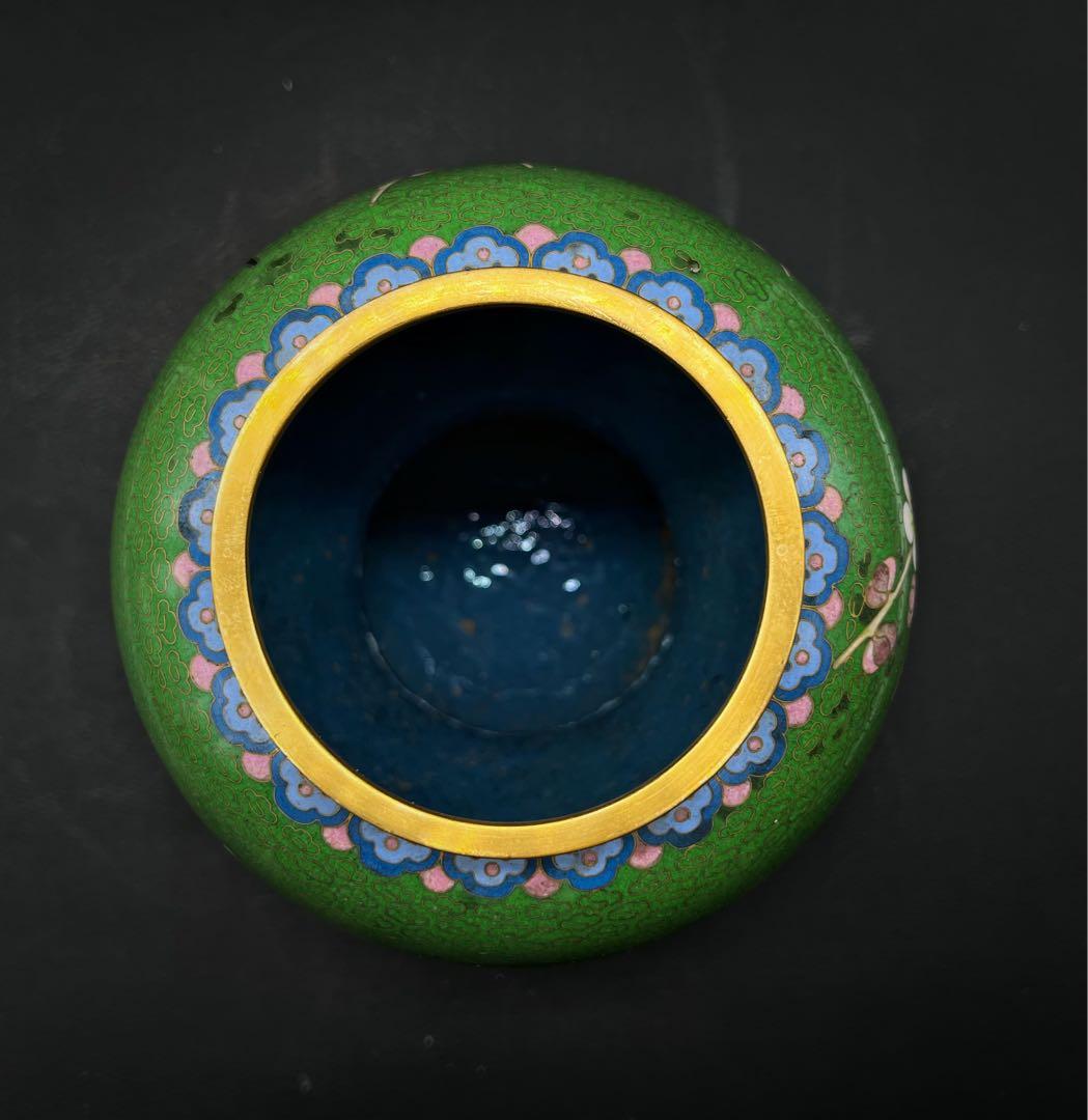 中國美術 景泰 七宝焼 將軍罐 茶葉罐 置物 中人民共和国制造 飾り壺