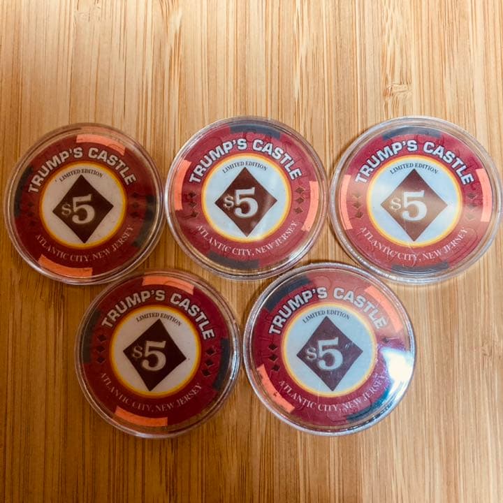 トランプ大統領　トランプキャッスル　カジノチップ　5種セット