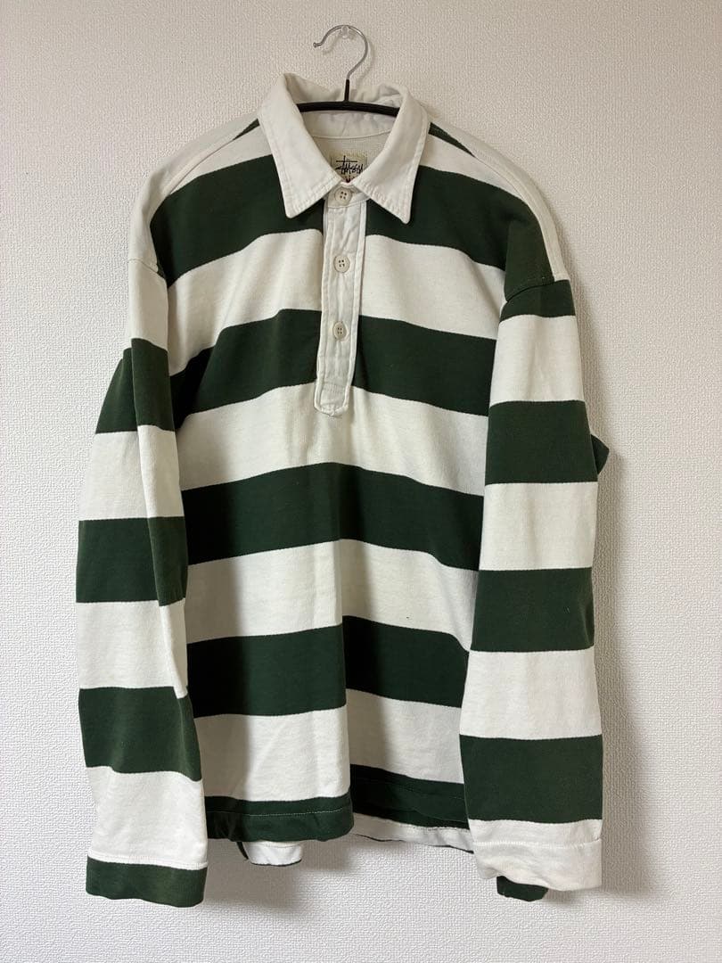【希少】90s old stussy ラガーシャツ 白タグ USA製 Mサイズ