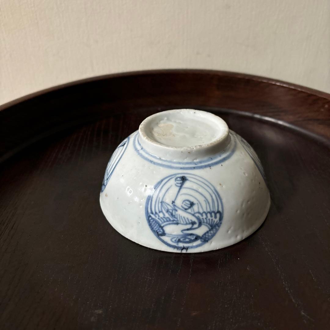 古伊万里丸文染付　茶碗1点　湯呑み　くらわんか　江戸時代　白磁　検:白洲正子李朝