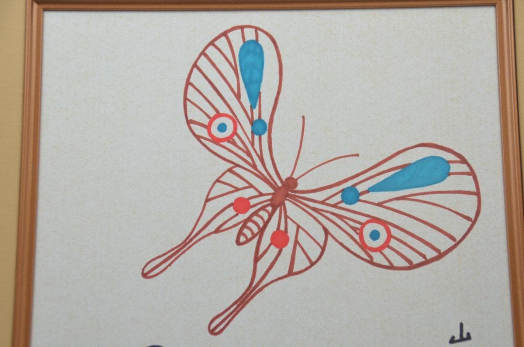 127 美品 山下清 ペン画作品 蝶々 真作保証　鑑定書付