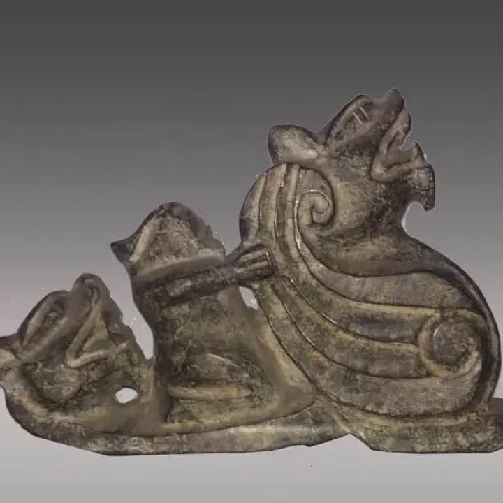 アンティーク 黒石 彫刻