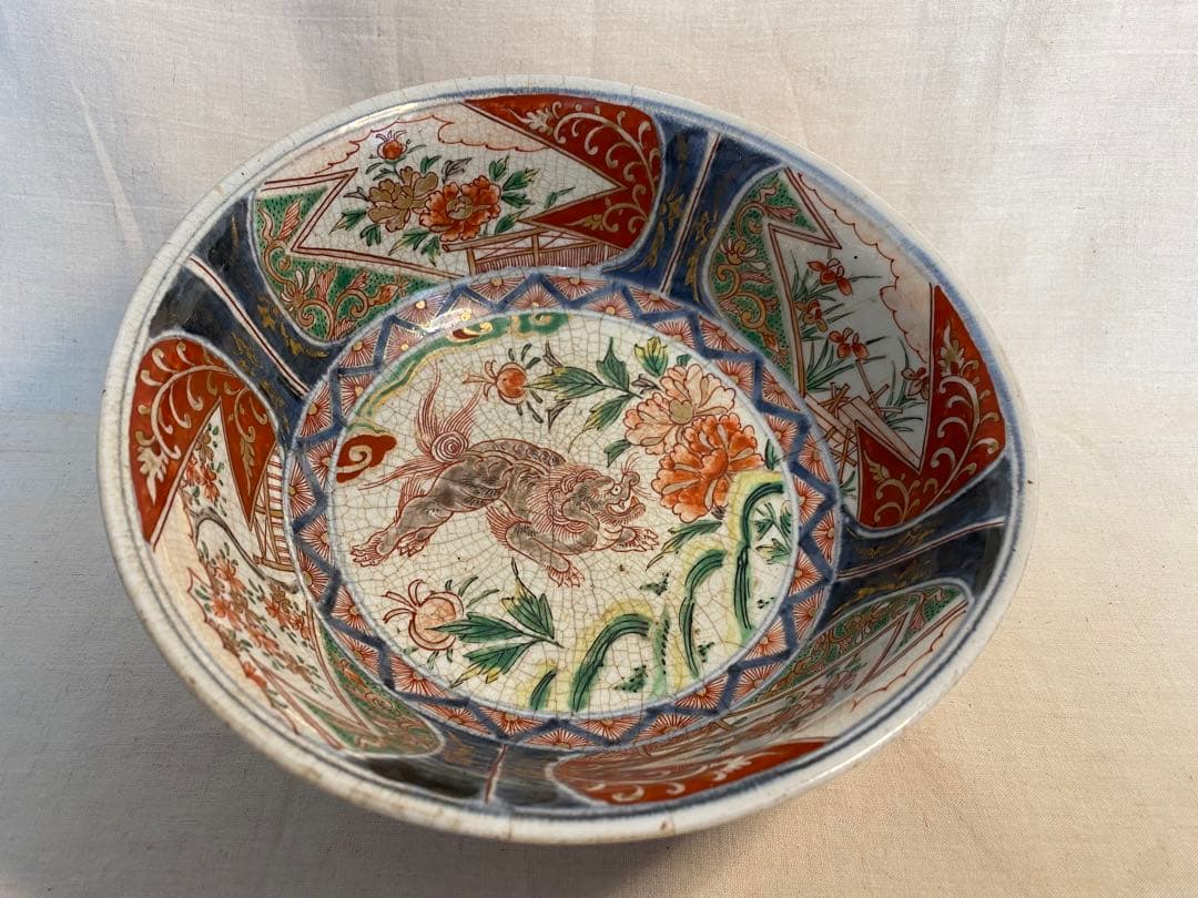 伊万里　古伊万里　大聖寺伊万里　鉢　色絵　獅子の図　花の図　太明