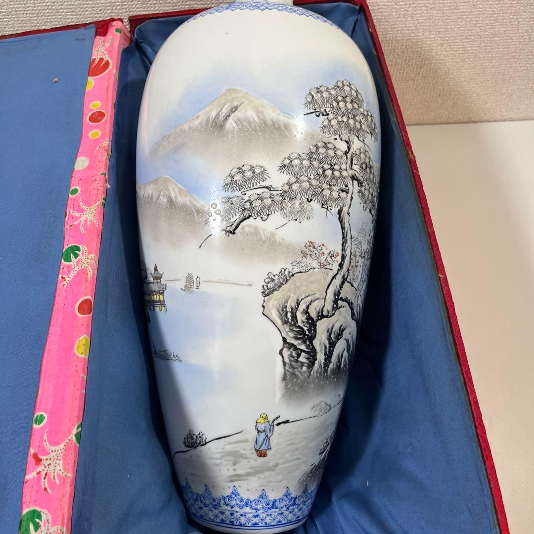 花瓶　薄口 中国古美術　骨董品　 唐物　花生　色絵 陶磁器　景徳鎮 高さ44cm