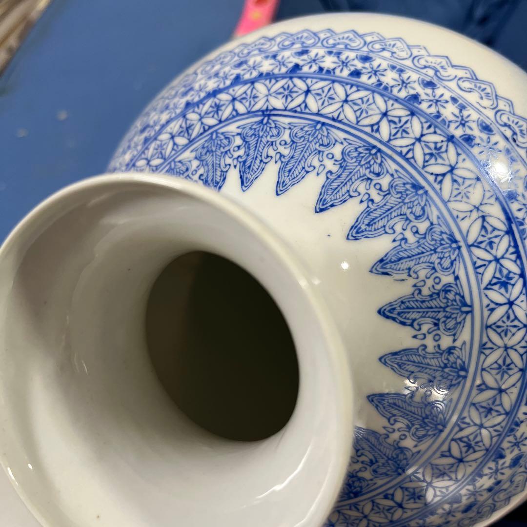 花瓶　薄口 中国古美術　骨董品　 唐物　花生　色絵 陶磁器　景徳鎮 高さ44cm