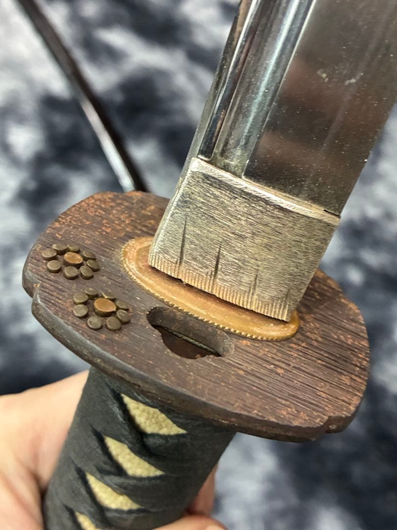 G0）当時物 高級 居合刀 模造刀 日本刀 桜絵木瓜鍔 黒呂鞘 ビンテージ