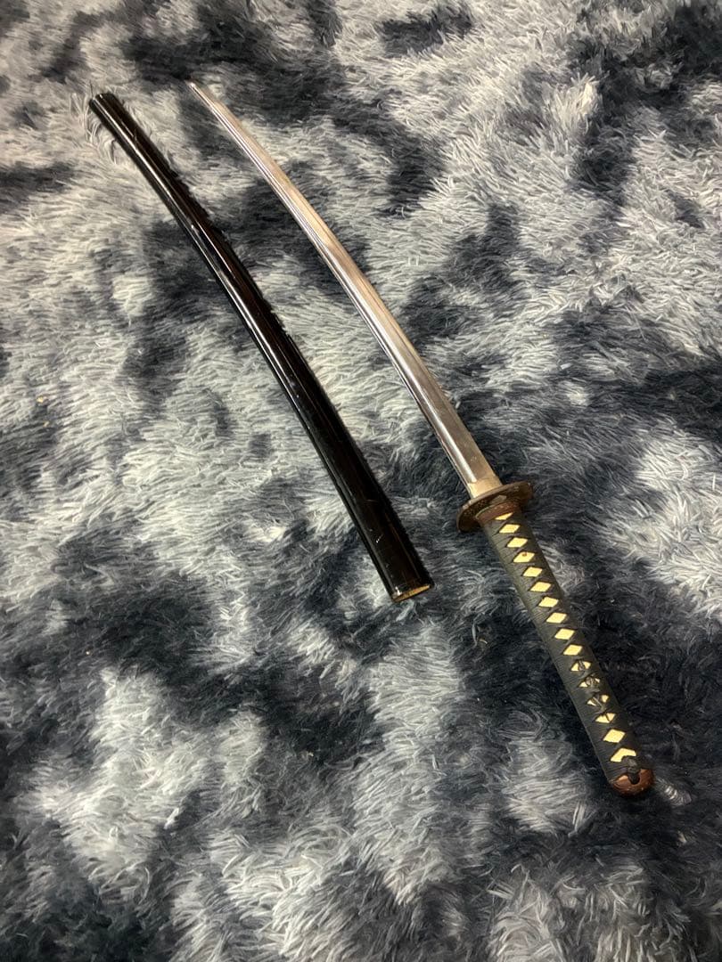 G0）当時物 高級 居合刀 模造刀 日本刀 桜絵木瓜鍔 黒呂鞘 ビンテージ