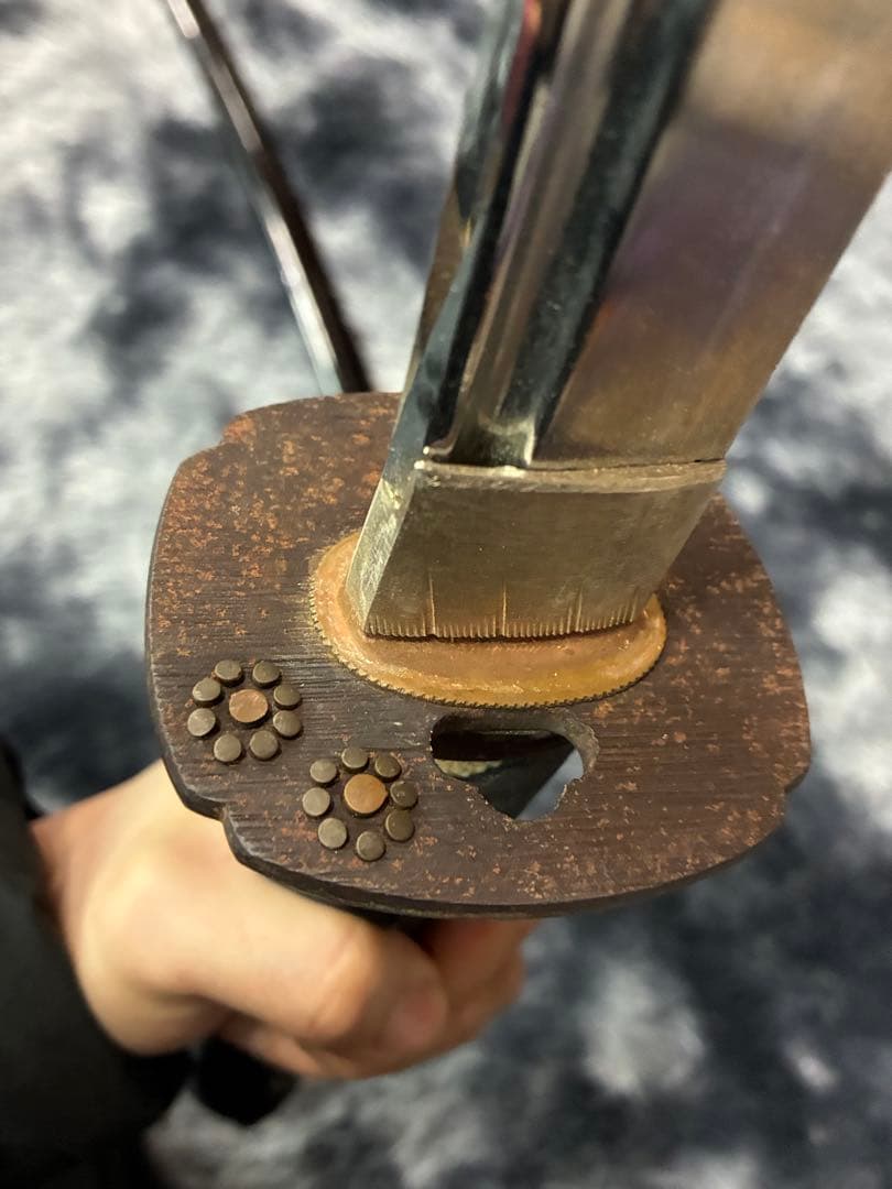 G0）当時物 高級 居合刀 模造刀 日本刀 桜絵木瓜鍔 黒呂鞘 ビンテージ