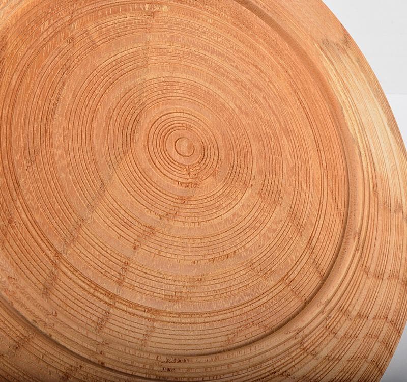 煎茶道具　二代　田辺竹雲斎筆　朱漆　竹之図　円盆　煎茶盆　共箱　V R4214