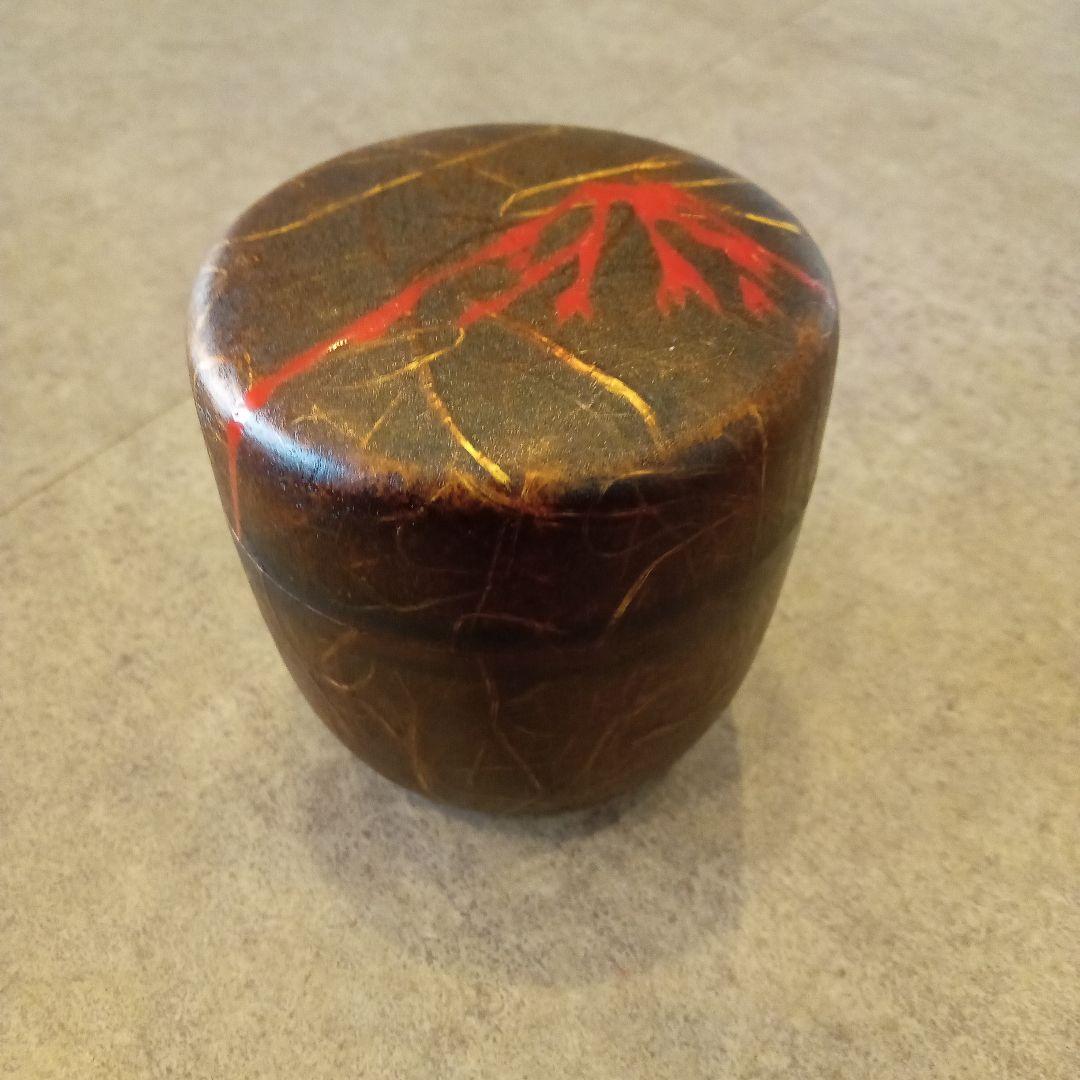 棗 1月 赤富士山 雲竜和紙張 大棗 剛山 書付 茶道具 正月 初釜