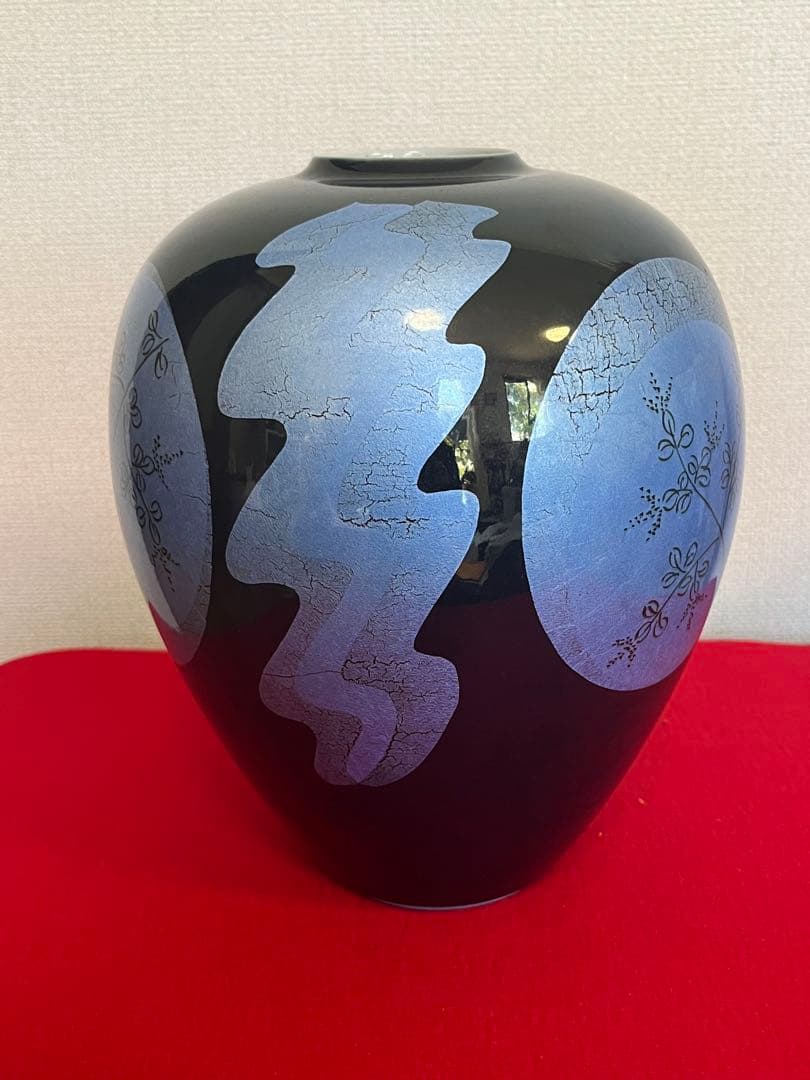 人間国宝 中田一於 釉裏銀彩 花瓶 N46 日本工芸会正会員 九谷焼