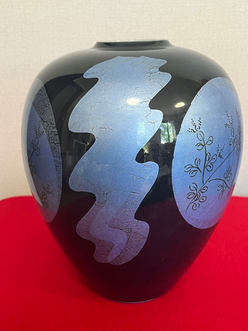 人間国宝 中田一於 釉裏銀彩 花瓶 N46 日本工芸会正会員 九谷焼