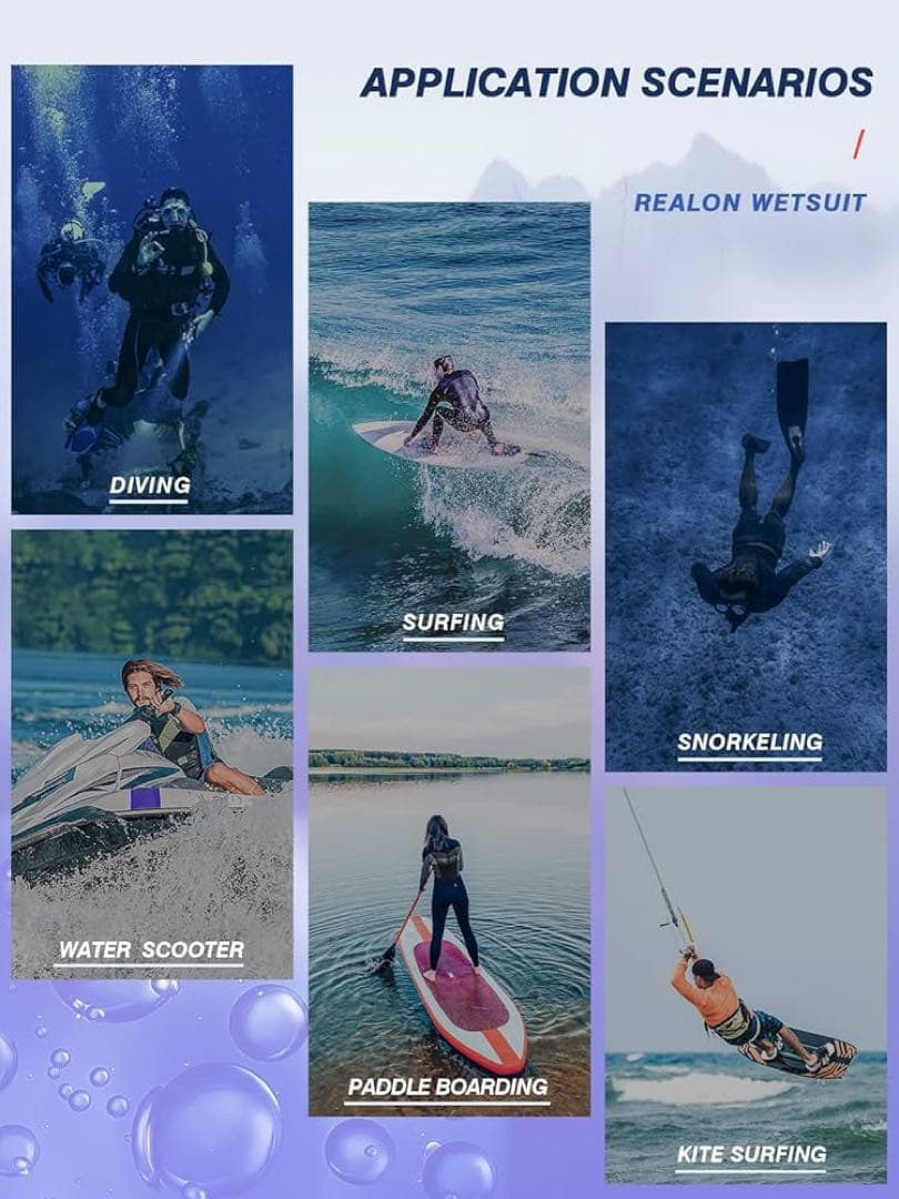 ✨Realon レディース ウェットスーツ フル 3mm ネオプレン サーフィン