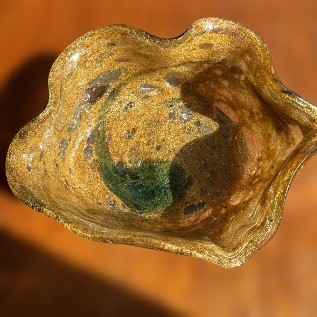 稲嶺盛吉.深皿.茶泡ガラス.未使用品.刻印なし