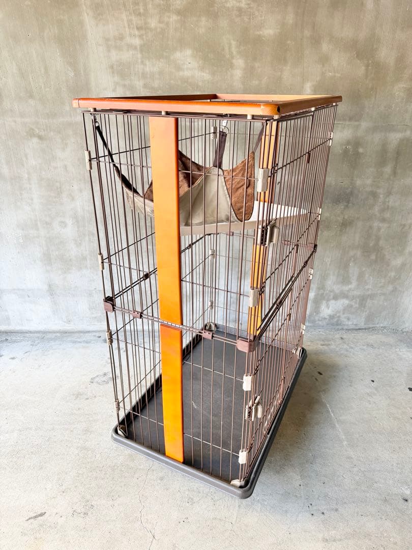 キャットケージ 2段 ハンモック付き ウッド 猫