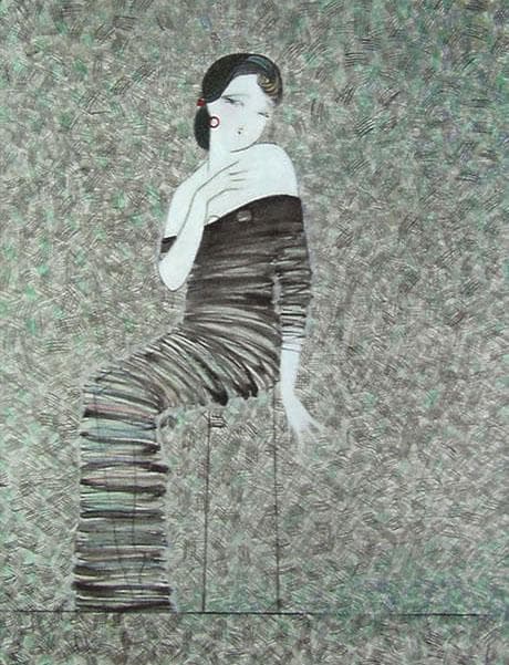 油絵 菅家令子 絵 絵画 インテリア 額付(黒) F6-92023 人物 女性像