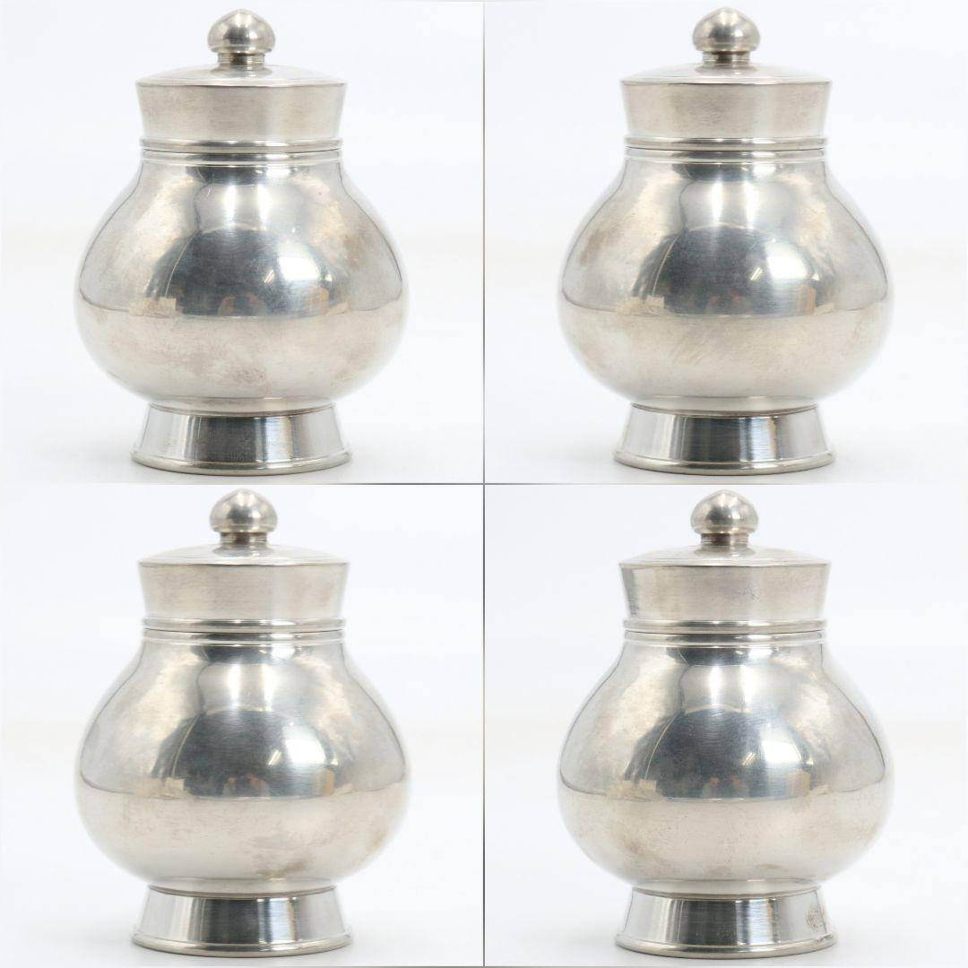 静寿居 辻井蔵苑造 純錫貞式茶入 茶心壷 煎茶道具　共箱共布　M960