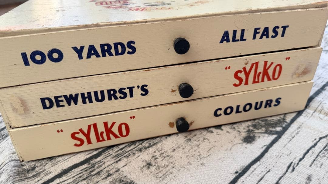 海外アンティーク DEWHURST’S SYLKO 木製3段引き出し仕切り収納