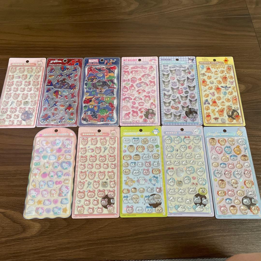 ボンボンドロップシールキティちゃんシールマーベルシール11枚セット確実正規品