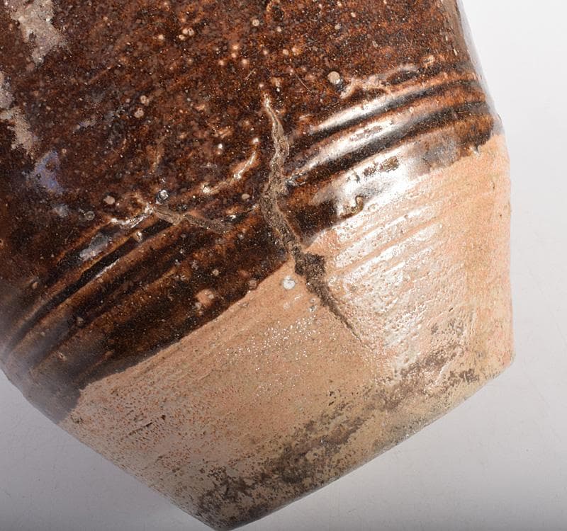 瀬戸焼　古瀬戸　四耳葉茶壷　飾壷　時代箱付　C R4089C