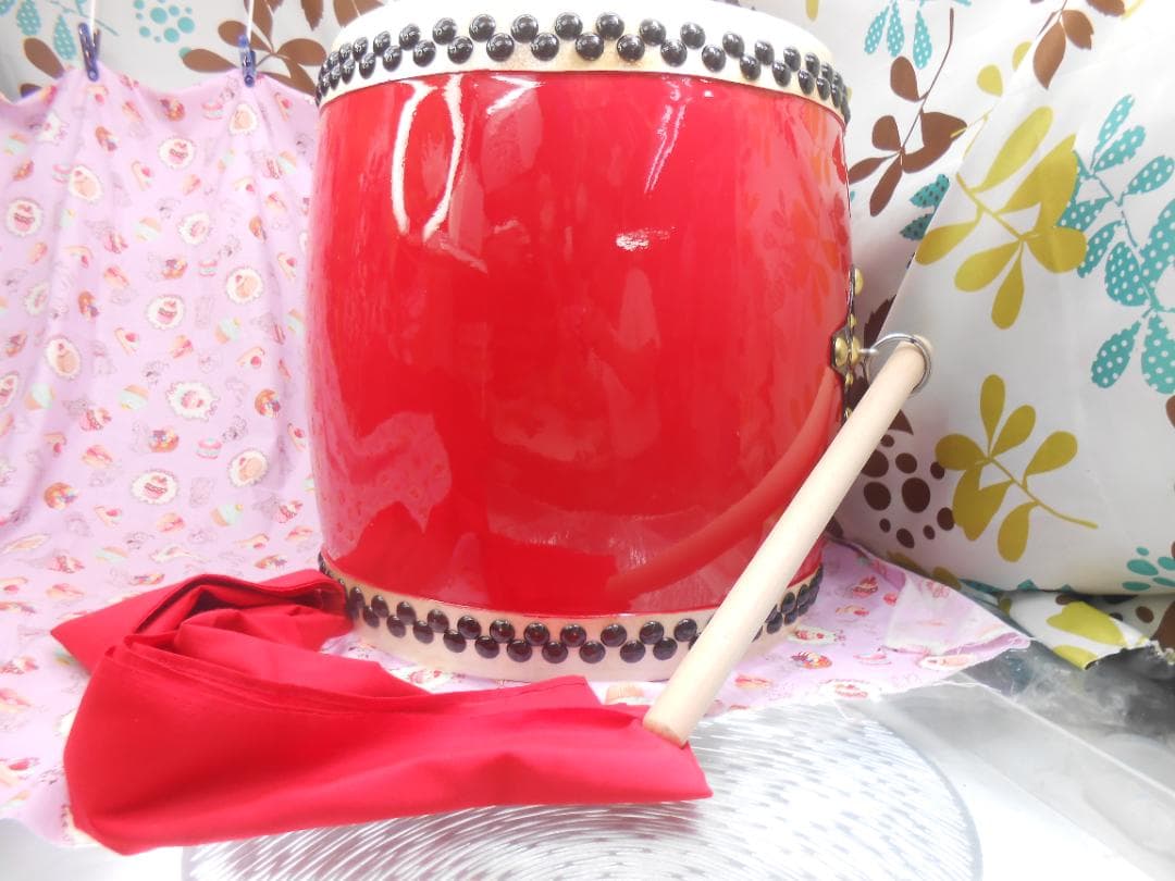 新品未使用(送料無料)26.500円エイサー大太鼓36cm サージ/モス布撥付き