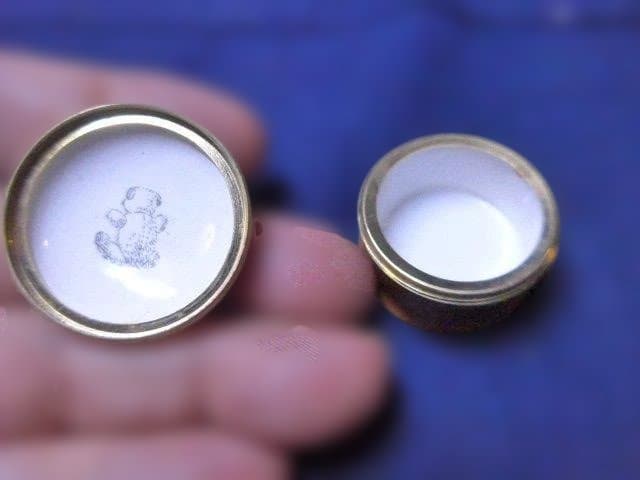 美品　英国御用達の老舗ハルシオンデイズのテディーベアの エナメルボックス