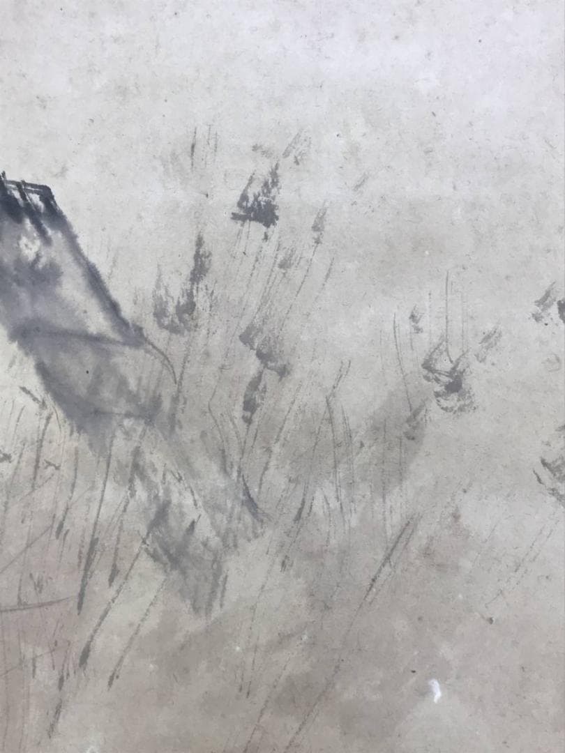 【真作】藤井松山/月に田家図/山水図/横物/掛軸/名家伝来/AD-937