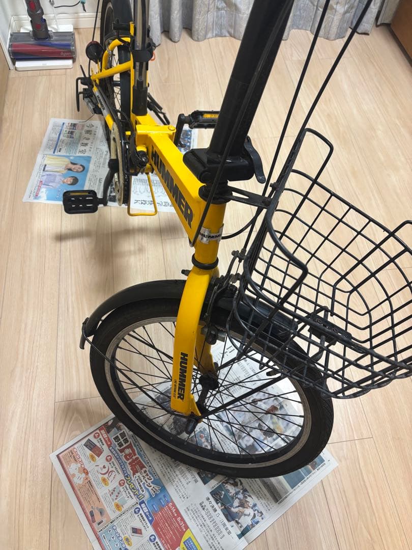 福岡限定　HUMMER 折りたたみ自転車 イエロー ノーパンクタイヤ