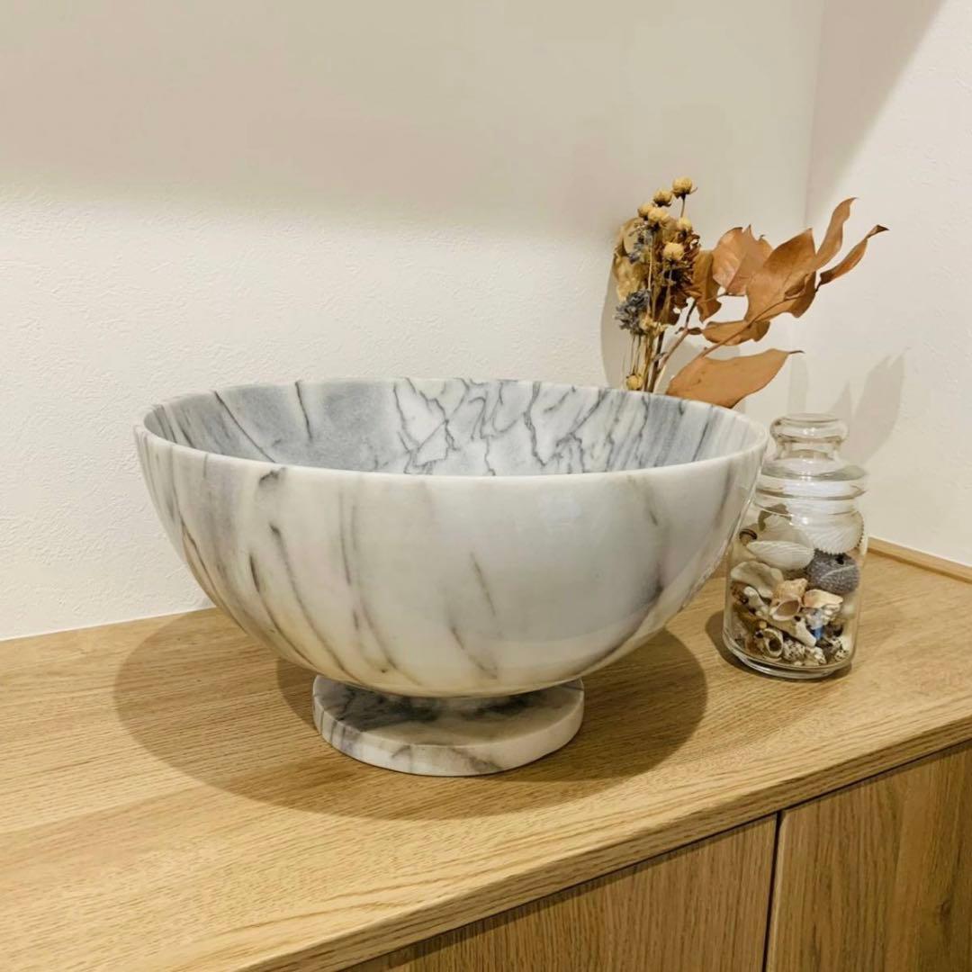 大型 ストーン フルーツボウル センターピースボウル 大理石 35cm モダン