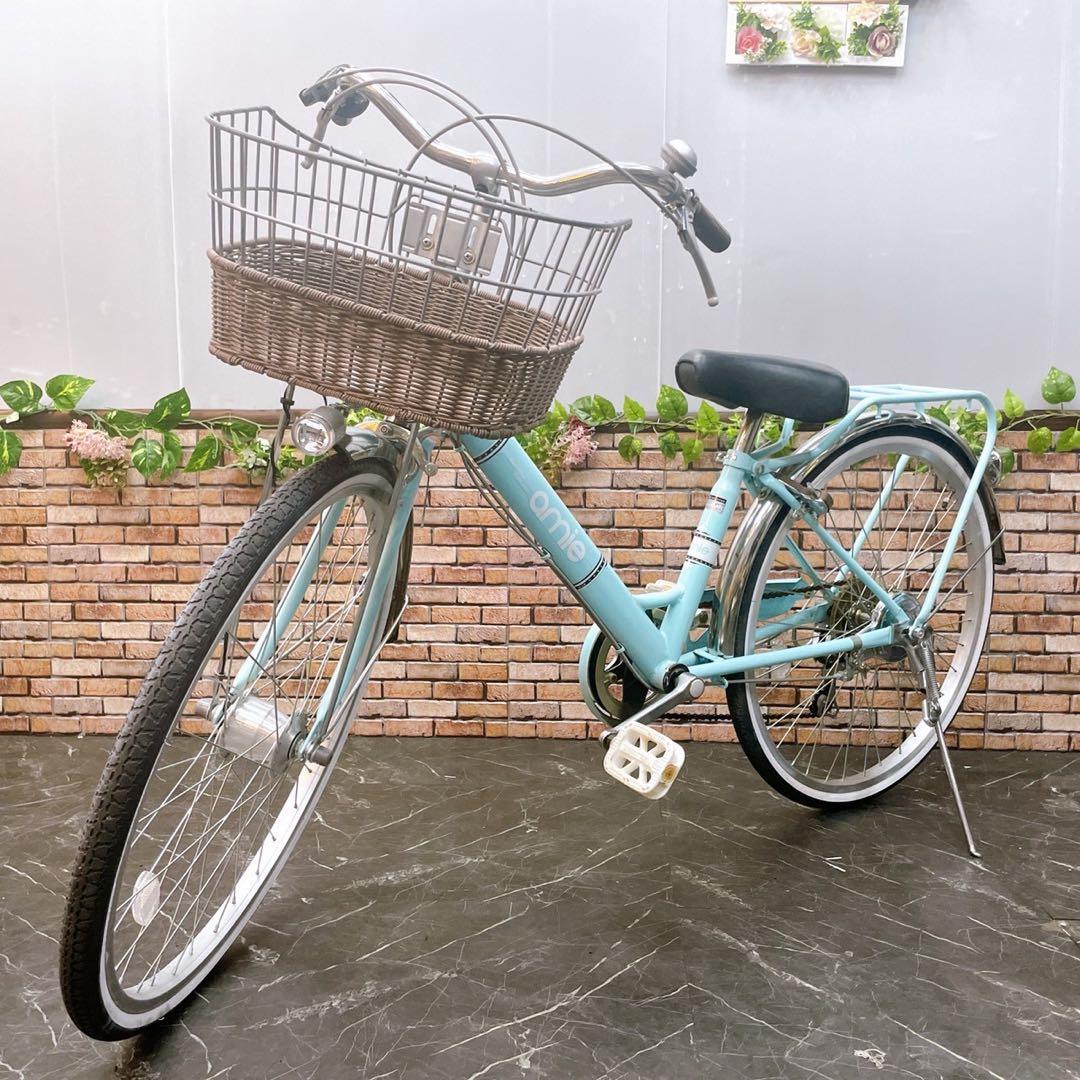 ひろさん様【39】子供用自転車 子供車 amie 水色 ミントカラー 24インチ