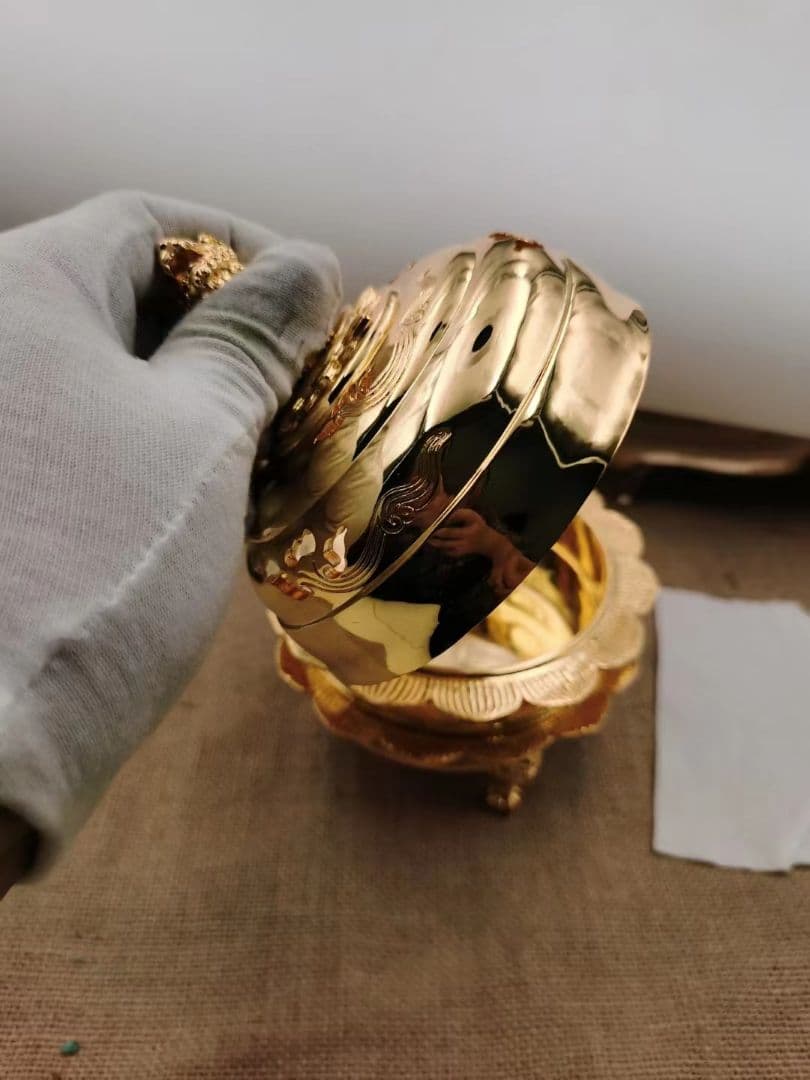 【修縁堂】チベット密教 火舎 メッキ 置物