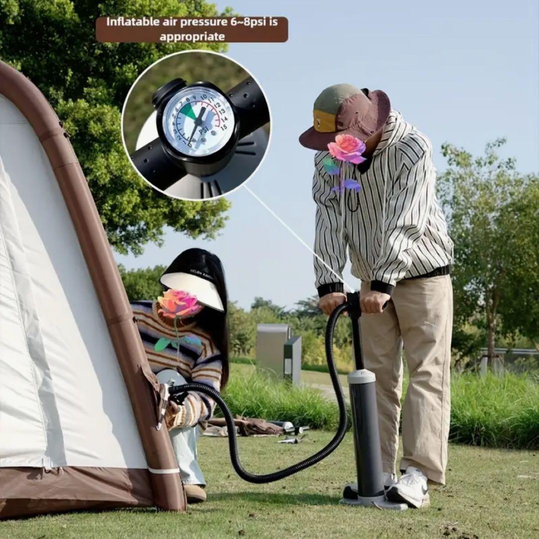 インフレータブル美品 ダークブラウン4人用エアーテント+別売りグランドシート