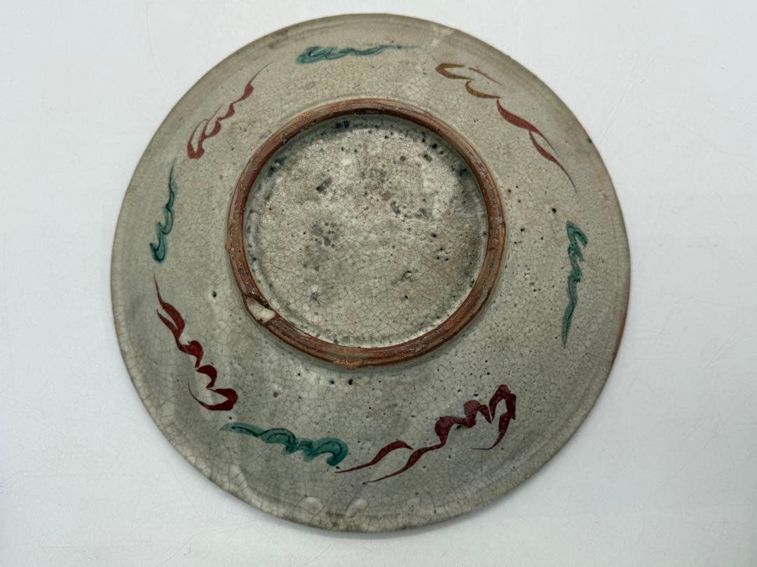 古犬山　孔雀紋大皿　アンティーク　送料込み250702