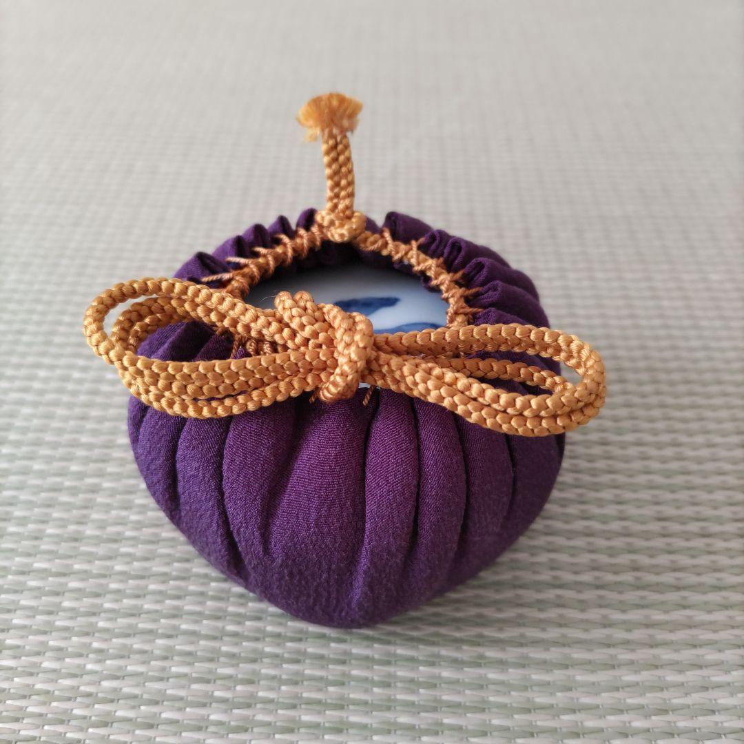 林邦佳　青花馬図六角香合　共箱　御物袋　茶道具　未使用　午香合